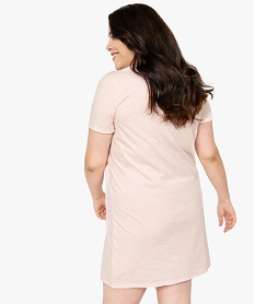 chemise de nuit a manches courtes avec motifs femme grande taille rose nuisettes chemises de nuitB632701_3