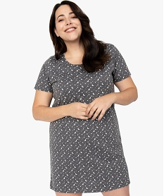 chemise de nuit a manches courtes avec motifs femme grande taille grisB632801_1