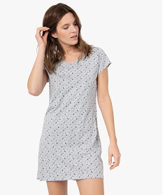 GEMO Chemise de nuit imprimée à manches courtes femme Gris