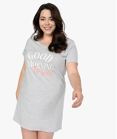 GEMO Chemise de nuit à manches courtes avec motifs femme grande taille Gris