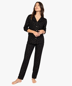 pyjama deux pieces femme   chemise et pantalon imprime pyjamas ensembles vestesB633101_1