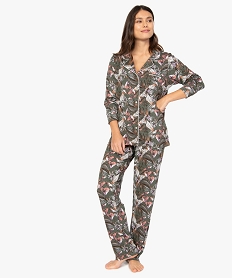 pyjama deux pieces femme   chemise et pantalon imprime pyjamas ensembles vestesB633201_1