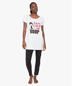 GEMO Pyjama femme avec motifs cœurs – Betty Boop Blanc