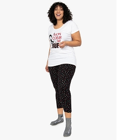 GEMO Pyjama femme grande taille à imprimé cœurs - Betty Boop Blanc