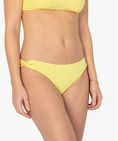 GEMO Bas de maillot de bain femme uni avec liens croisés Jaune