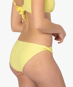 bas de maillot de bain femme uni avec liens croises jaune bas de maillots de bainB634101_2