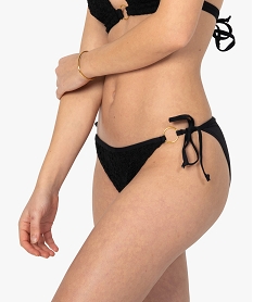 GEMO Bas de maillot de bain femme aspect macramé sur l’avant Noir