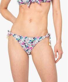 bas de maillot de bain femme fleuri noue sur les cotes multicoloreB634601_1