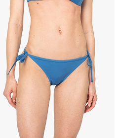 GEMO Bas de maillot de bain femme forme slip avec liens Bleu