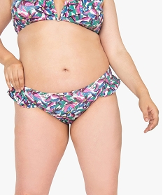 GEMO Bas de maillot de bain femme grande taille imprimé avec volants sur les hanches Imprimé