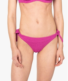 GEMO Bas de maillot de bain femme forme tanga en maille gaufrée Rose