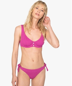 bas de maillot de bain femme forme tanga en maille gaufree rose bas de maillots de bainB636301_3