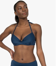 GEMO Haut de maillot de bain forme corbeille effet drapé Bleu