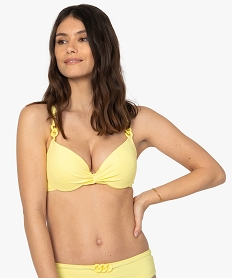 GEMO Haut de maillot de bain femme à armatures et bonnets coqués Jaune