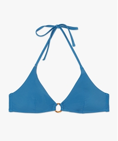 haut de maillot de bain femme forme triangle avec anneau bleuB638601_3