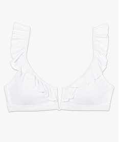 haut de maillot de bain femme forme triangle avec volants blancB638701_4