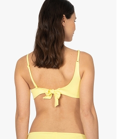 haut de maillot de bain femme forme bandeau asymetrique jauneB638801_2