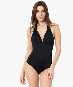 GEMO Maillot de bain femme une pièce forme triangle Noir