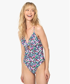 GEMO Maillot de bain femme une pièce à motifs fleuris Imprimé