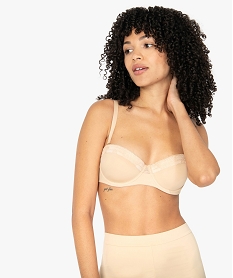 soutien-gorge balconnet en microfibre et dentelle beige soutien-gorge bandeauB640201_1