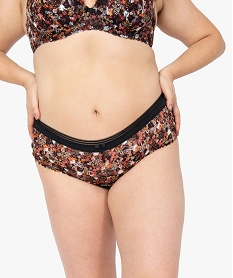 GEMO Tanga en dentelle et microfibre Brun