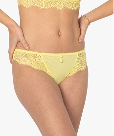 tanga femme en microfibre et dentelle jauneB642801_1