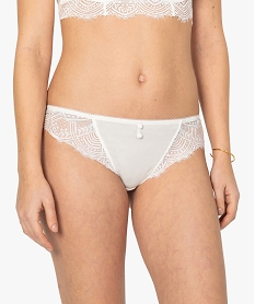 tanga femme en microfibre et dentelle blancB642901_1