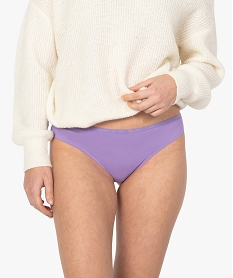 GEMO Tanga femme en microfibre et dentelle (lot de 2) Violet