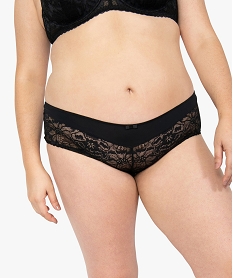 GEMO Shorty femme grande taille en microfibre et dentelle Noir