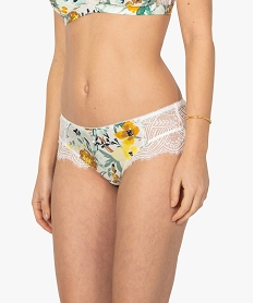 GEMO Culotte femme en microfibre imprimée et dentelle Imprimé