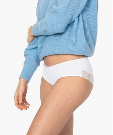 GEMO Shorty femme en microfibre et dentelle (lot de 2) Blanc