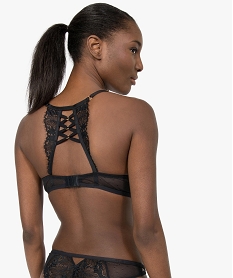 GEMO Soutien-gorge avec dentelle et lacets dans le dos Noir