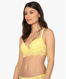 GEMO Soutien-gorge femme en dentelle avec dos croisé Jaune