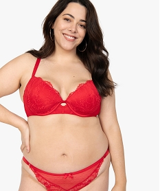 GEMO Soutien-gorge en dentelle à dos lacé Rouge