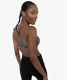 GEMO Soutien-gorge de sport avec dos croisé – Maintien fort Gris