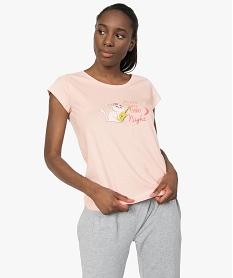 haut de pyjama femme avec motif humoristique roseB650701_1