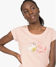 haut de pyjama femme avec motif humoristique rose hauts de pyjamaB650701_2