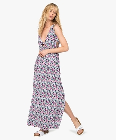 GEMO Robe de plage femme imprimée longue et échancrée Imprimé