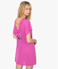 robe de plage femme avec col v et broderies rose vetements de plageB652301_3
