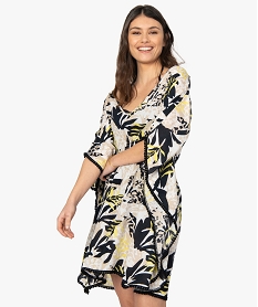 robe de plage femme fleuri avec dos en dentelle imprime vetements de plageB652401_1