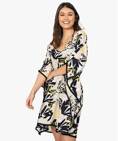 GEMO Robe de plage femme fleuri avec dos en dentelle Imprimé