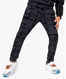 jogging garcon molletonne a motifs graphiques noir pantalonsB652601_1