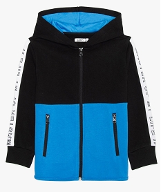 sweat garcon molletonne bicolore avec capuche bleu sweatsB655201_1