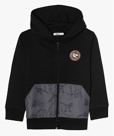 GEMO Sweat garçon zippé avec capuche et motifs dinosaures Noir