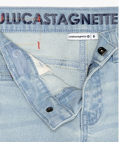 bermuda garcon en jean stretch - lulu castagnette bleuB656501_3