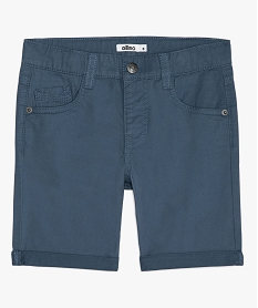 GEMO Bermuda garçon en coton twill uni à revers Bleu