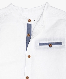 chemise garcon manches courtes et col mao blancB660201_3