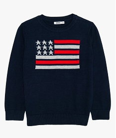 pull garcon en coton avec drapeau americain bleuB663001_1