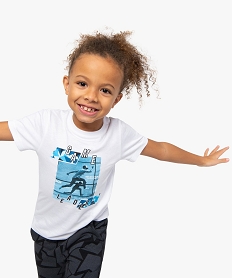 GEMO Tee-shirt garçon à manches courtes avec motif urbain Blanc