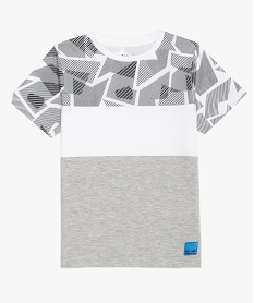 GEMO Tee-shirt garçon tricolore à manches courtes Gris